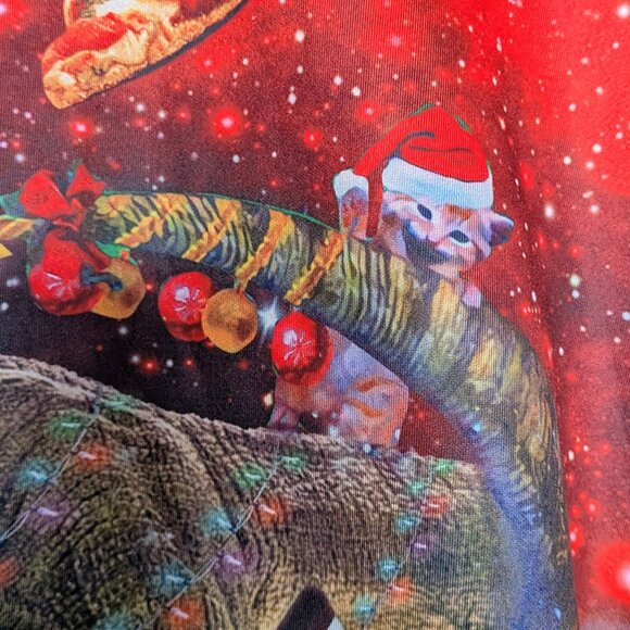 Christmas Sweatshirt Galaxy Dinosaur Flying Cats Pigs Santa Hat Rainbow Medium - Picture 9 of 15